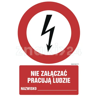 Nia załączać pracują ludzie Nazwisko ... - Znak BHP - GC045