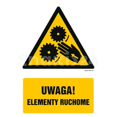 Uwaga ruchome elementy - Znak BHP - GF046