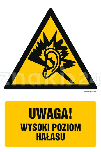 Uwaga - wysoki poziom hałasu - Znak BHP - GF028