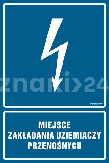 Miejsce zakładania uziemiaczy przenośnych - Znak elektryczny - HG041