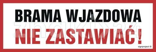 Brama wjazdowa - Znak informacyjny PVC - SA023