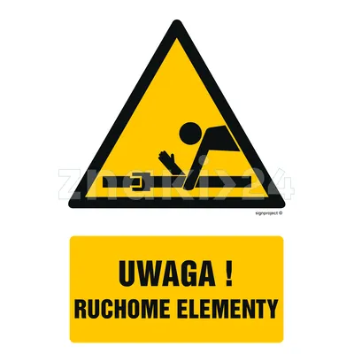 Uwaga! Ruchome elementy - Znak BHP - GF059