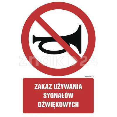 Zakaz używania sygnałów dźwiękowych - Znak BHP - GC021