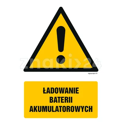 Ładowanie baterii akumulatorowych - Znak BHP - GF044