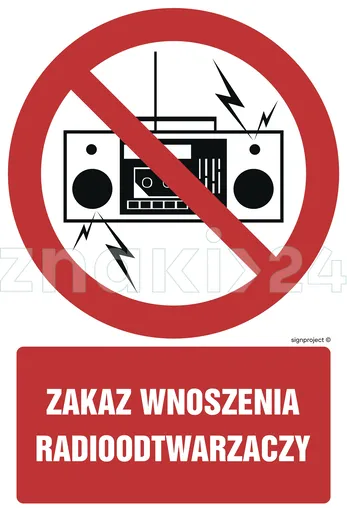 Zakaz wnoszenia radioodtwarzaczy - Znak BHP - GC048