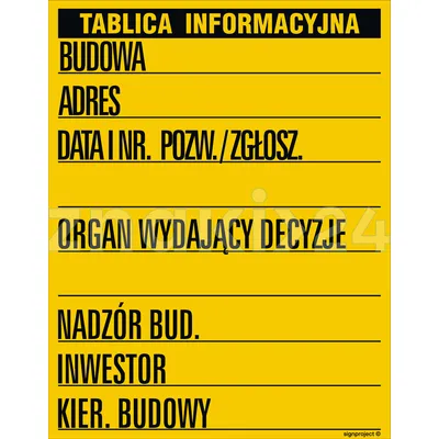 Budowlana tablica informacyjna (w jednym kolorze) - Tablica budowlana informacyjna - OA092