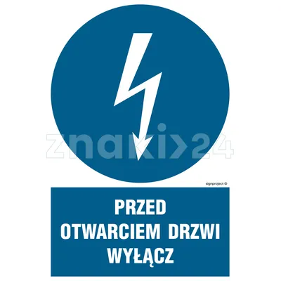 Przed otwarciem drzwi wyłącz - Znak elektryczny - HE019