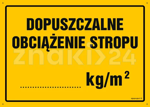 Dopuszczalne obciążenie stropu - Tablica budowlana informacyjna - OA056