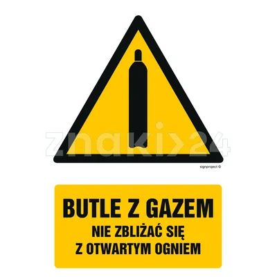 Butle z gazem - nie zbliżać się z otwartym ogniem - Znak BHP - GF029