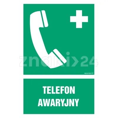 Telefon awaryjny - Znak BHP - GI006