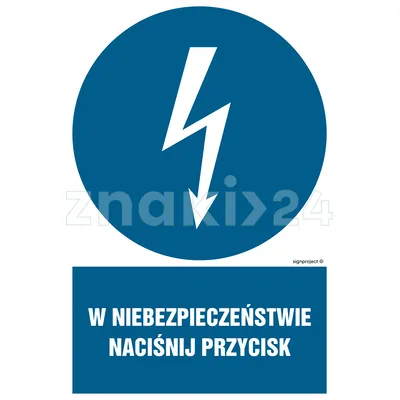 W niebezpieczeństwie naciśnij przycisk - Znak elektryczny - HE011