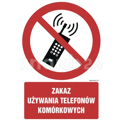 Zakaz używania telefonów komórkowych - Znak BHP - GC030