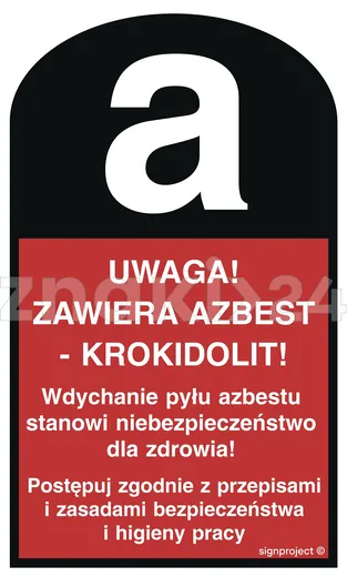 Uwaga! Zawiera azbest - krokidolit - Oznakowanie substancji chemicznych - LC001