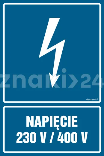 Napięcie 230V-400V - Znak elektryczny - HG024