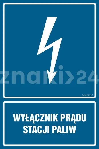 Wyłącznik prądu stacji paliw - Znak elektryczny - HG020