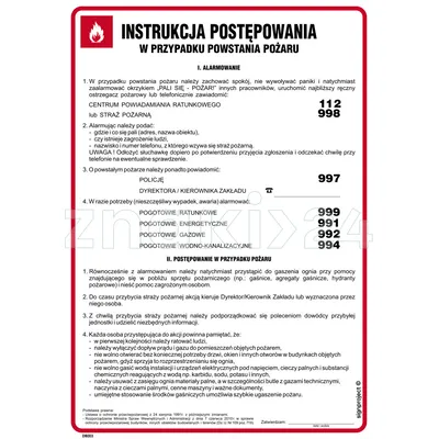 Instrukcja postępowania w przypadku powstania pożaru - Instrukcja Przeciwpożarowa. Instrukcja Ppoż - DB003