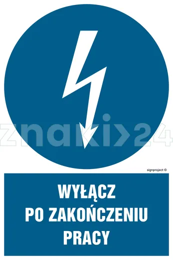 Używaj narzędzi o napędzie elektrycznym zasilanym napięciem 24V - Znak elektryczny - HE017