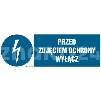 Przed zdjęciem ochrony wyłącz - Znak elektryczny - HF014