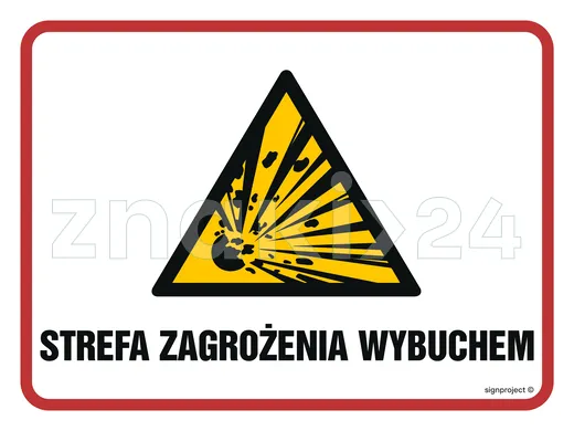 Strefa zagrożenia wybuchem - Znak ostrzegawczy. Znak informacyjny - NB008