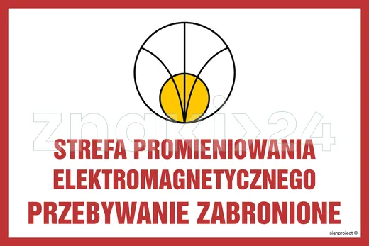 Strefa promieniowania elektromagnetycznego - Znak BHP, elektromagnes - KC006