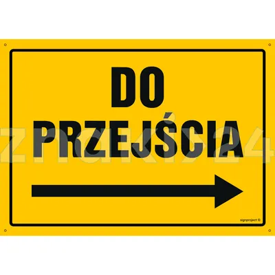 Kierunek do przejścia - w prawo - Tablica budowlana informacyjna - OA083