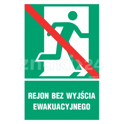 Rejon bez wyjścia ewakuacyjnego prawostronny - Znak ewakuacyjny - AC027