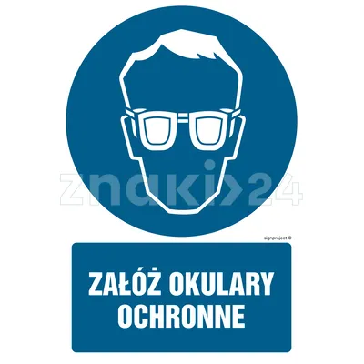 Załóż okulary ochronne - Znak BHP - GL003