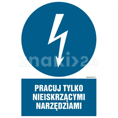 Pracuj tylko nieiskrzącymi narzędziami - Znak elektryczny - HE012