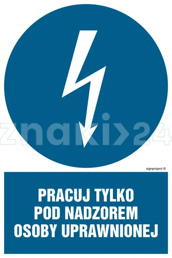 Pracuj tylko pod nadzorem osoby uprawnionej - Znak elektryczny - HE010