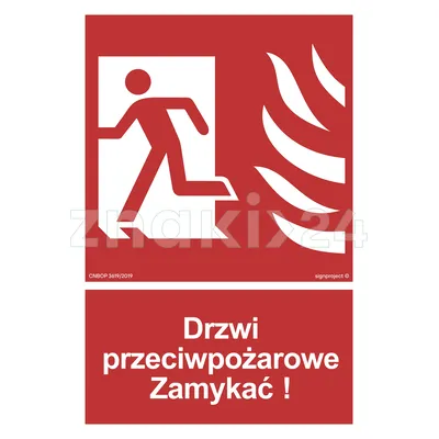 Drzwi przeciwpożarowe Zamykać! Kierunek drogi ewakuacyjnej w lewo - Znak przeciwpożarowy - BB011