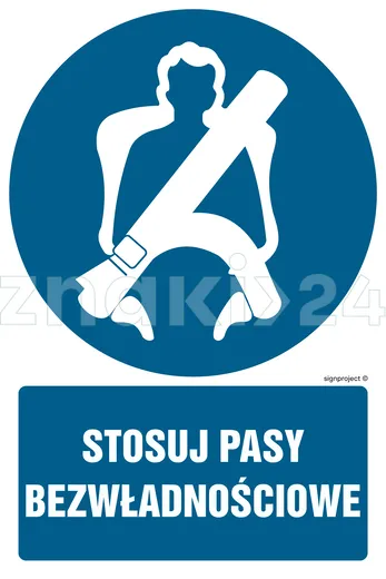 Stosuj pasy bezwładnościowe - Znak BHP - GL024