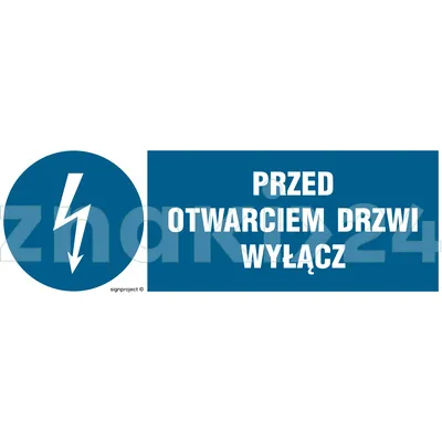 Przed otwarciem drzwi wyłącz - Znak elektryczny - HF019