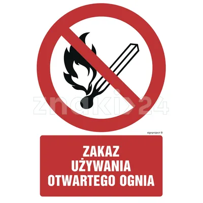 Zakaz używania otwartego ognia - Znak BHP - GC037