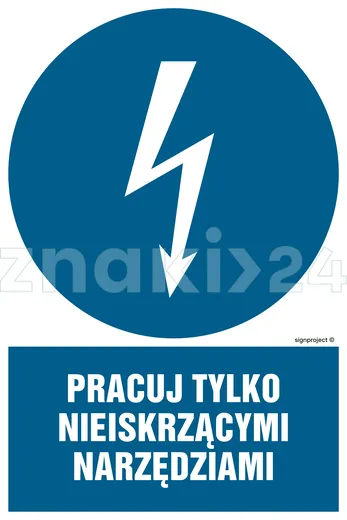 Pracuj tylko nieiskrzącymi narzędziami - Znak elektryczny - HE012