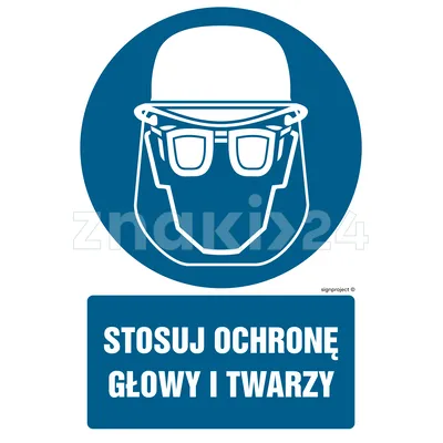 Stosuj ochronę głowy i twarzy - Znak BHP - GL019