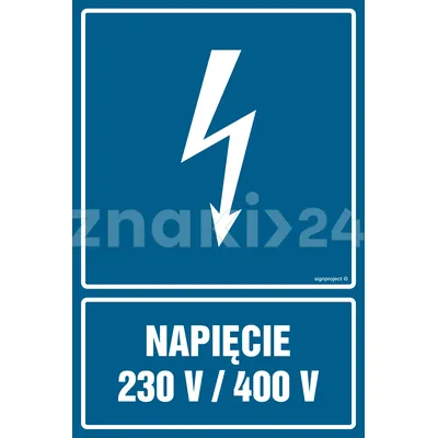 Napięcie 230V-400V - Znak elektryczny - HG024