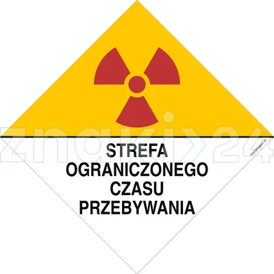 Znak ostrzegawczy do oznakowania strefy ograniczonego czasu przebywania - Promieniowanie - KA008