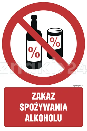 Zakaz spożywania alkoholu - Znak BHP - GC031