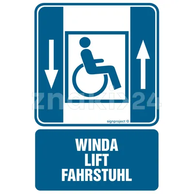 Winda lift fahrstuhl - dźwig osobowy dla niepełnosprawnych - Znak informacyjny - RB004