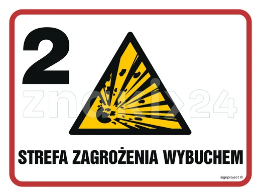 Strefa zagrożenia wybuchem 2 - Znak ostrzegawczy. Znak informacyjny - NB010