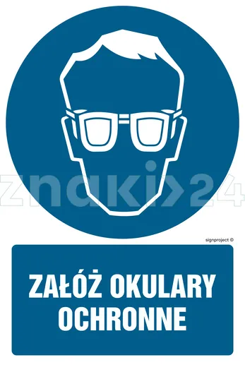 Załóż okulary ochronne - Znak BHP - GL003