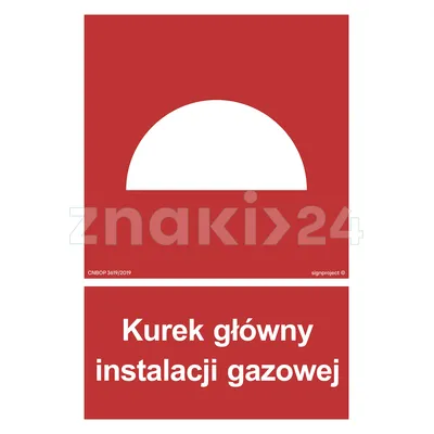 Kurek główny instalacji gazowej - Znak przeciwpożarowy - BB005