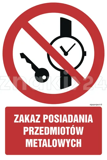 Zakaz posiadania przedmiotów metalowych - Znak BHP - GC025