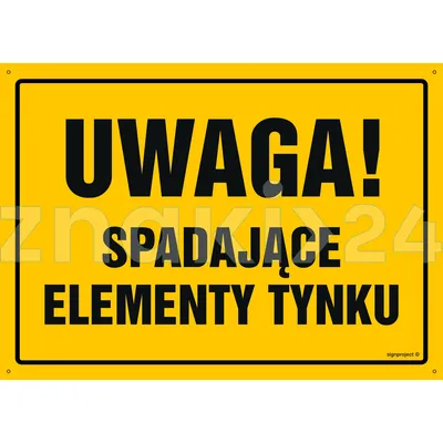 Uwaga! Spadające elementy tynku - Tablica budowlana informacyjna - OA029