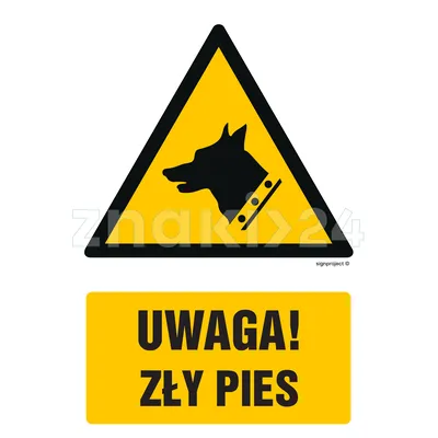 Uwaga - zły pies! - Znak BHP - GF015