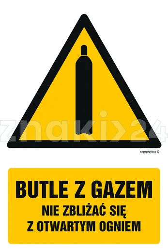 Butle z gazem - nie zbliżać się z otwartym ogniem - Znak BHP - GF029