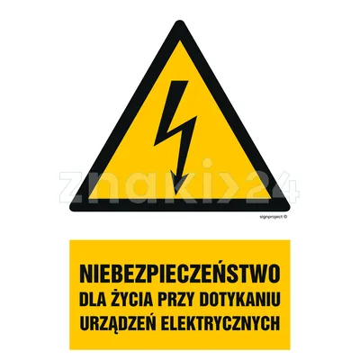 Niebezpieczeństwo dla życia przy dotykaniu urządzeń elektrycznych - Znak elektryczny - HA006