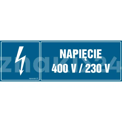 Napięcie 400V-230V - Znak elektryczny - HH024