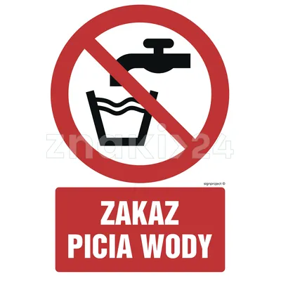 Zakaz picia wody - Znak BHP - GC004