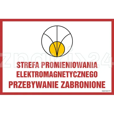 Strefa promieniowania elektromagnetycznego - Znak BHP, elektromagnes - KC006